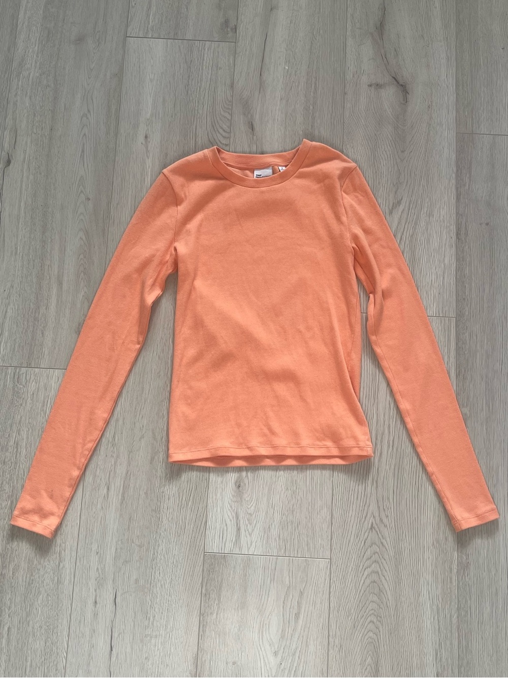 Aritzia TNA HomeStretch Rib Solo Longsleeve - Apricot Chiffon Orange Top / Tee